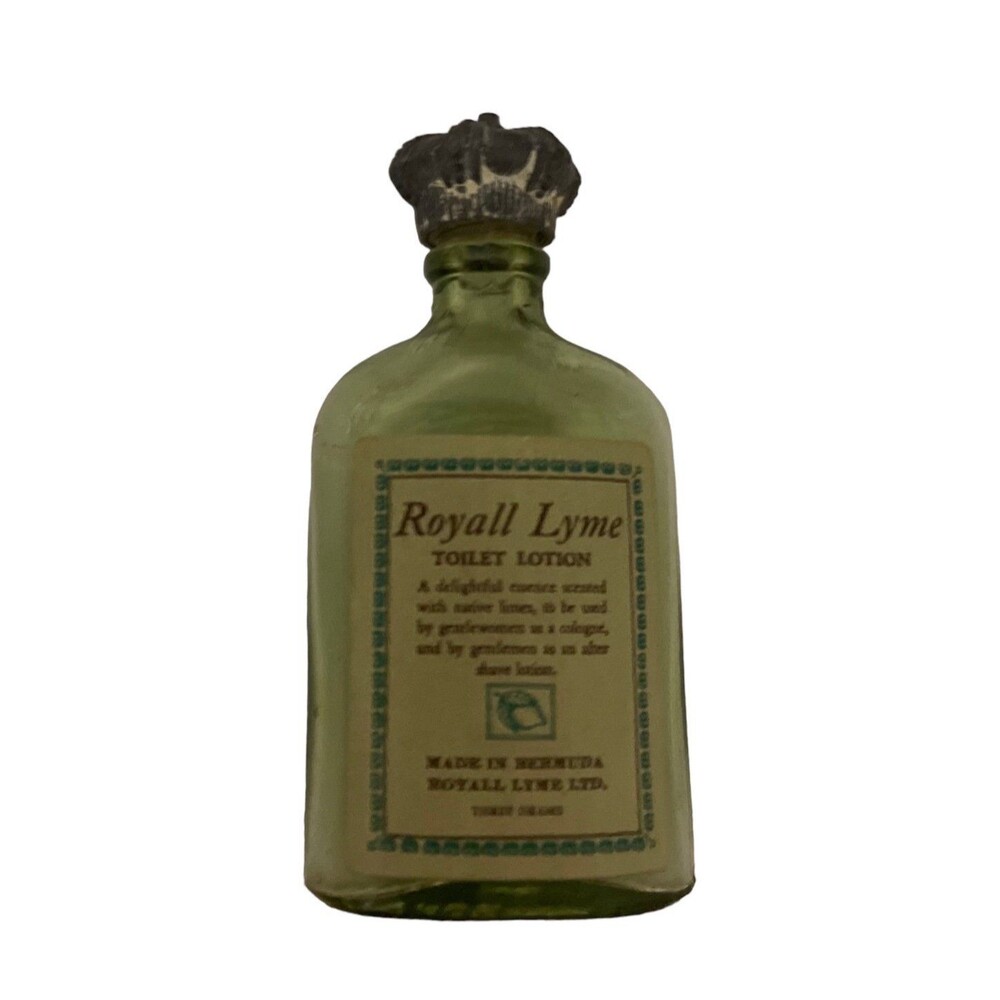 Royall Lyme Toilet Lotion Vintage Collectible Green Glass Bottle